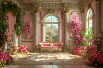 princess living room in a royal house - obrazy, fototapety, plakaty