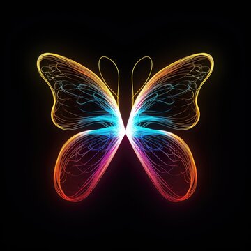 Butterfly. Abstract image of butterfly drawn with glowing lines