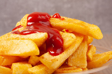 French Fried Potato with ketchup sauce