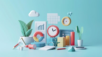 e-learning, online education concept, learn on internet background 3d render