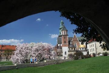 Cracow, Malopolska, Poland - 04.26.2013: The view of Wawel Royal Castle and cathedral from the...