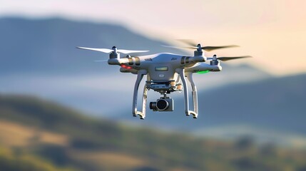 Fototapeta na wymiar flying drone with digital camera, surveillance camera