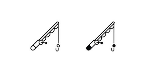 fishing rod icon with white background vector stock illustration