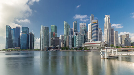 Fototapeta na wymiar Business Financial Downtown City and Skyscrapers Tower Building at Marina Bay timelapse hyperlapse, Singapore,