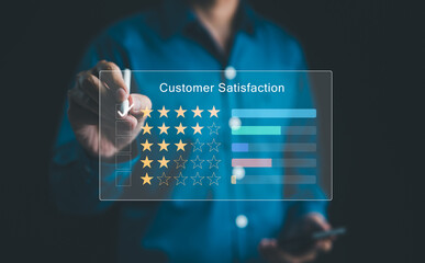 Customer satisfaction survey concept. User feedback and review satisfaction, Service experience...