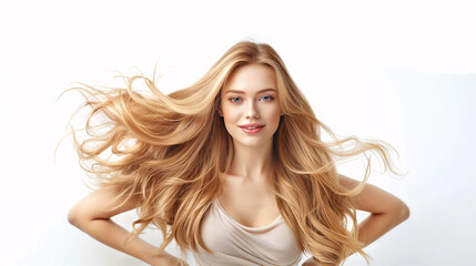 Radiant Blonde Woman with Flowing Hair