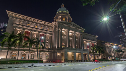 Fototapeta na wymiar National Art Gallery night timelapse hyperlapse. Formerly the Supreme Court Building and City Hall.