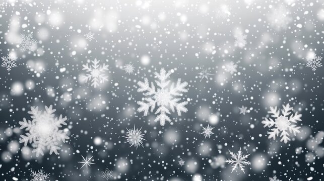 Snowflakes falling down on black background, heavy snow flakes isolated, Flying rain, overlay effect for composition