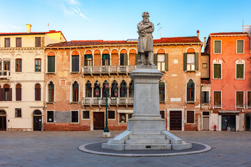 Niccolo Tommaseo monument on Campo Santo Stefano, Venice, Italy