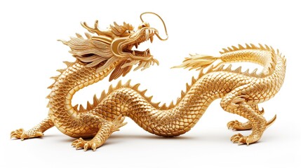 Fototapeta premium Oriental traditional Dragon artwork on red background. Lunar New Year Celebration