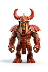 a 3D cartoon illustration, a full body trojan isolated