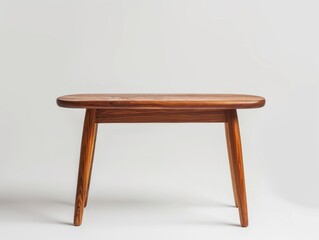 Fototapeta premium Minimalist Wooden Coffee Table with Rounded Edges on a Neutral Background