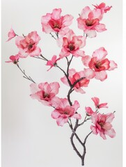 Elegant Pink Magnolia Flowers in Full Bloom Isolated on White Background