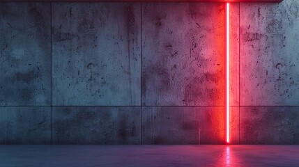 Light saber fun in the dark . Laser sword bright neon over brick background