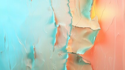 Colorful torn paper texture background in pastel colors, 3d rendering. Computer digital drawing.