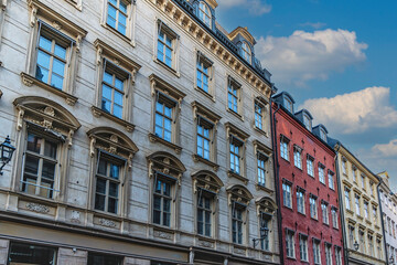 Fototapeta na wymiar Colorful buildings in Gamla Stan, Stockholm, Sweden