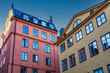 Colorful architecture in Old Town of Stockholm, Sweden.