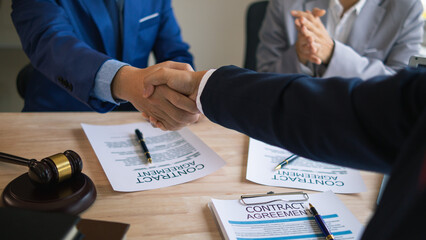 Businessmen and investors discussed joint venture within the legal counsel office and agreed to...