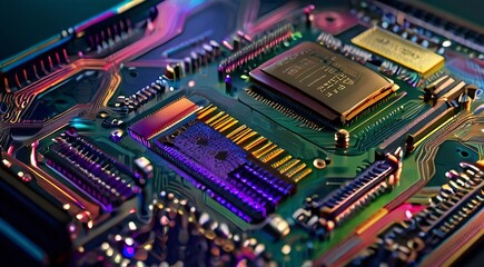 Abstract technology background with Close-up of electronic circuit board with processor Technology background
