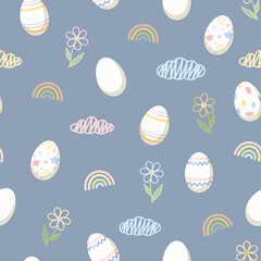 Seamless pattern with Easter colored eggs
