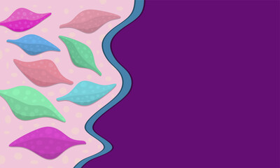 Environmental concept abstract background with colorful 3d leaf elements. Flat vector design with copy space.