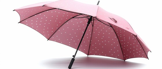 Isolated pink umbrella with white dots
