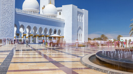 Sheikh Zayed Grand Mosque timelapse in Abu Dhabi, the capital city of United Arab Emirates