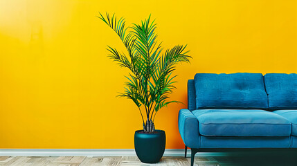 Tropical Plant in Modern Home: Large Green Palm in a Bright Room Adding a Touch of Nature to Interior Design