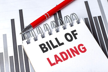 BILL OF LADING text on notebook on chart background