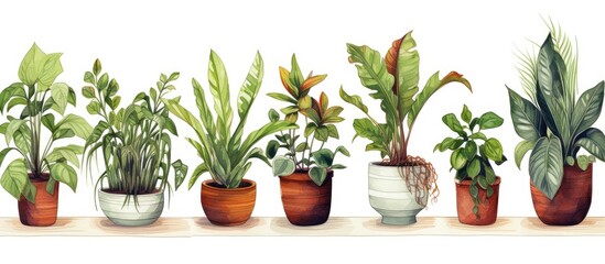 Fototapeta premium drawings of potted plants.