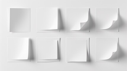 Blank white sticker label set isolated on white background - obrazy, fototapety, plakaty