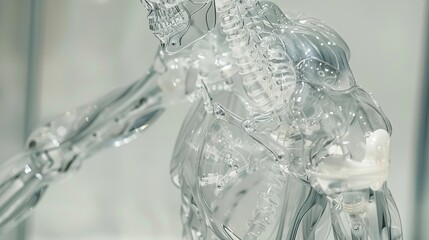 A delicate glass figurine of a human being standing gracefully, capturing the essence of elegance and fragility