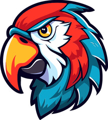 Colorful Macaw Head Design Exotic Bird Head Illustration