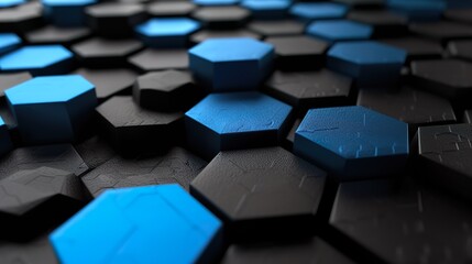 black and blue hexagons background