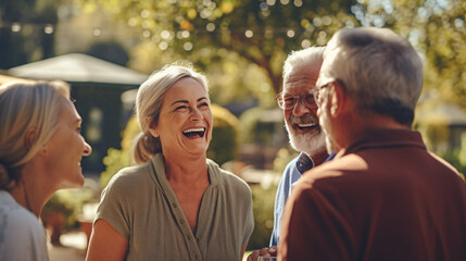 Golden Moments: Elderly Friends Cherishing Quality Time Together in the Refreshing Outdoors