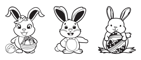 Easter Bunny icon symbol set, vector illustrations on white background