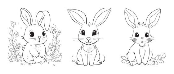 Easter Bunny icon symbol set, vector illustrations on white background