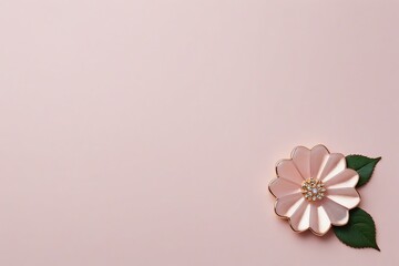 Elegant Jeweled Pink Flower Decoration Accent on Pastel Pink Background