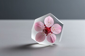 Japanese Sakura Flower Embedded in Crystal