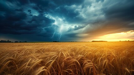 Big wheat field and thunderstorm - Powered by Adobe