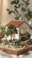 Mediterranean Style Miniature House with Landscaped Garden