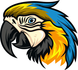 Radiant Macaw Head Profile Elegant Macaw Head Illustration