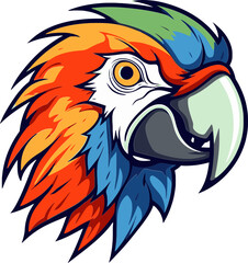 Colorful Macaw Head Design Exotic Bird Head Illustration