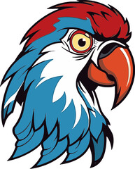 Vibrant Macaw Head Vector Tropical Macaw Portrait