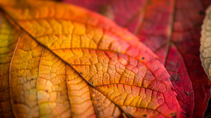 Macro background of colorful autumn dry leaf