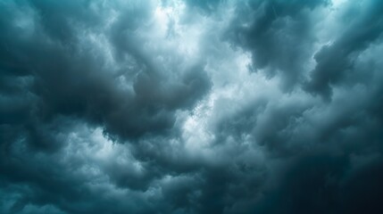 Obraz premium Dark storm clouds in the rain effect. Raindrops falling from the sky, view from below. Dramatic rainy background.