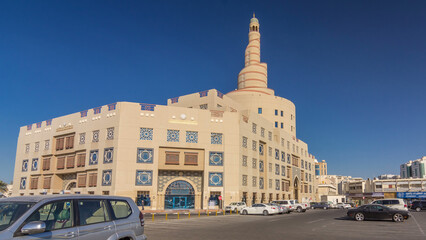 Qatar Islamic Cultural Centre timelapse hyperlapse in Doha, Qatar, Middle-East.