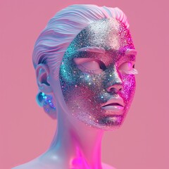 girl's face in glitter.
