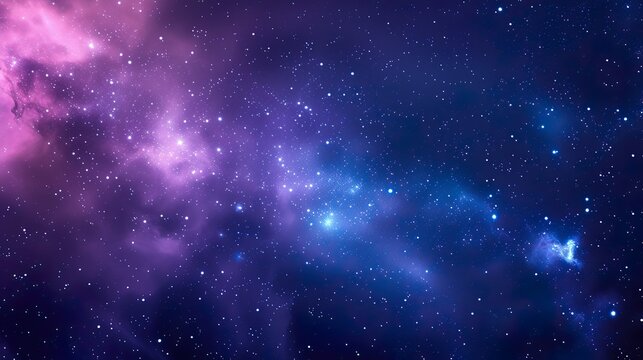 Fototapeta Night purple sky with stars and galaxy in outer space, universe background
