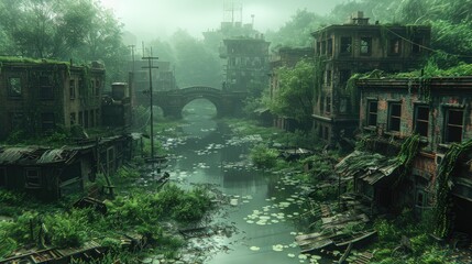 Echoes of Ruin: Post-Apocalyptic Scenery - obrazy, fototapety, plakaty